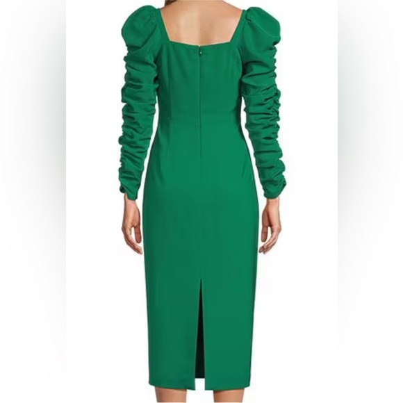 Antonio Melani Elena Crepe Square Neck Long Ruched Sleeve Midi Dress NWT - Picture 3 of 16